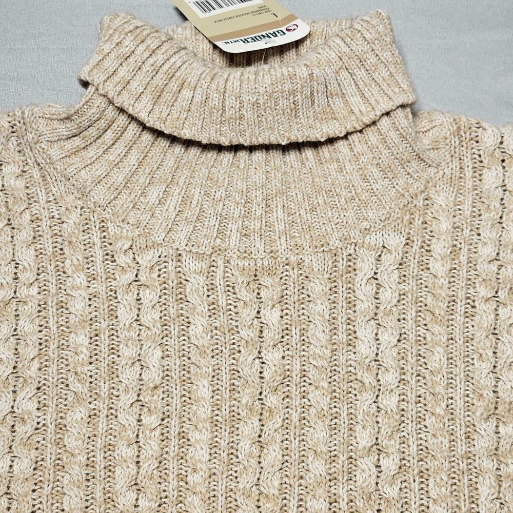 Gander Mountain Fisherman Sweater Womens L Sand Cable Knit Turtleneck 18W-SW113
